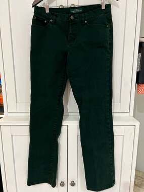 Lauren Jeans Co. Ralph Lauren Women's Forest Green Straight Leg  Pants Size 8